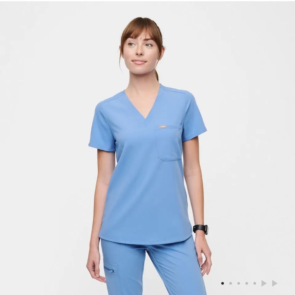 Catarina One-Pocket Scrub Top - Ceil Blue, XS